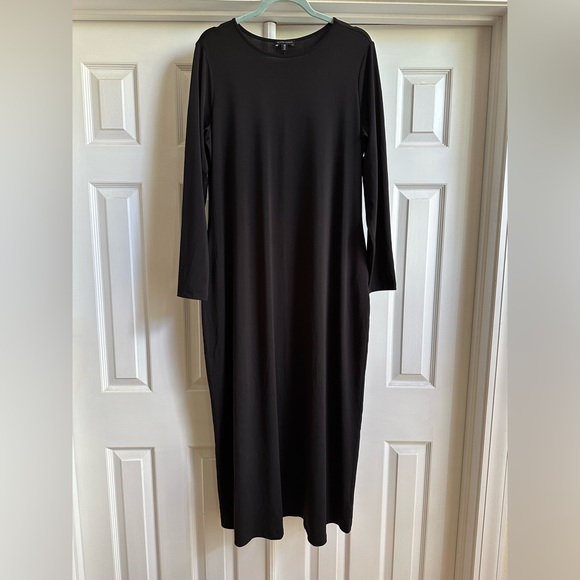 Universal Standard Long Sleeve Black Slinky Dress with Pockets - Picture 1 of 5